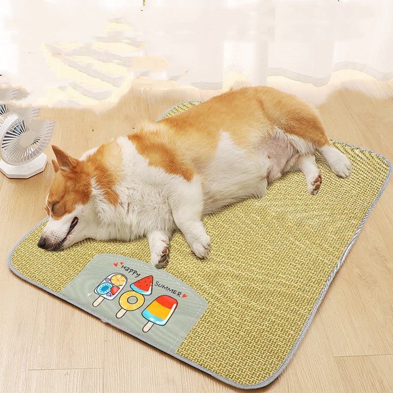 Cooling Grass Pet Mat β Breathable Summer Bed for Dogs & Cats (Anti-Scratch & Moisture-Wicking)