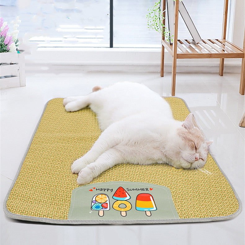 Cooling Grass Pet Mat β Breathable Summer Bed for Dogs & Cats (Anti-Scratch & Moisture-Wicking)