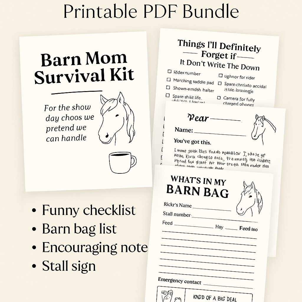 Horse Show Barn Mom Survival Kit – Printable PDF Bundle