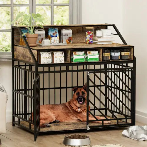 Modern Wood-Look Elevated Dog Crate – Stylish, Functional & Built to Blend In