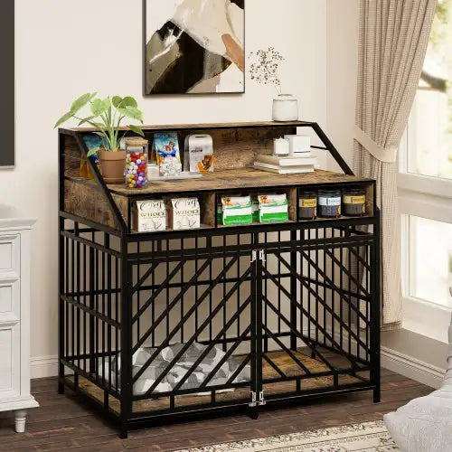 Modern Wood-Look Elevated Dog Crate – Stylish, Functional & Built to Blend In