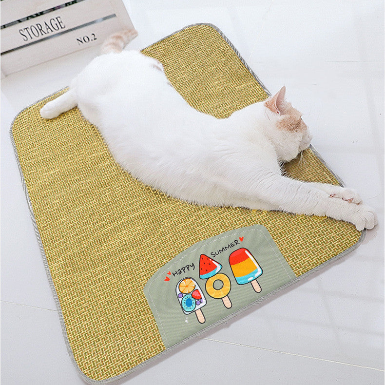 Cooling Grass Pet Mat – Breathable Summer Bed for Dogs & Cats (Anti-Scratch & Moisture-Wicking)