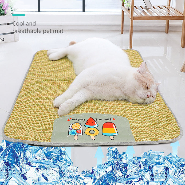 Cooling Grass Pet Mat – Breathable Summer Bed for Dogs & Cats (Anti-Scratch & Moisture-Wicking)